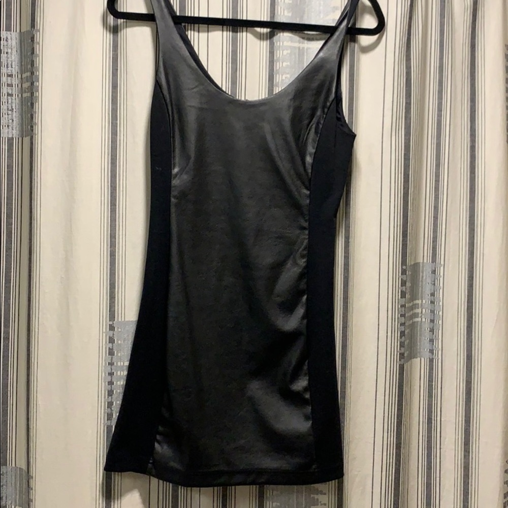 Black leather free people bodycon mini dress